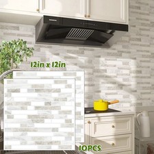 Peel and Stick Brick Kitchen Backsplash Self-Adhesive Wall Tile Stone 10Pcs 12in