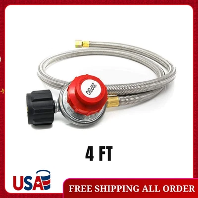 GAS ONE 4 ft. 0 PSI to 20 PSI High Pressure Propane Regulator and Steel Braided Hose