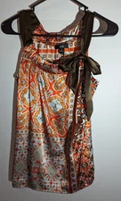 AGB ladies sleeveless top, Size Small, Orange Multi