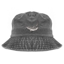 Mako shark embroidered bucket hat-black, nautical summer bucket hat