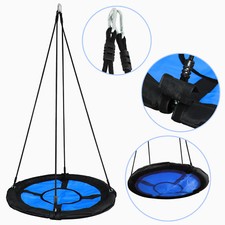 USED 40" Kids Round PE Rope Tire Saucer Oxford Tree Web Net Swing Nest, 440lbs,
