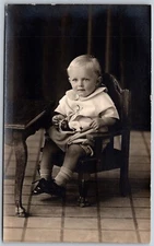 Postcard RPPC Cute Little Boy In Little Chair Studio Photo PS2I