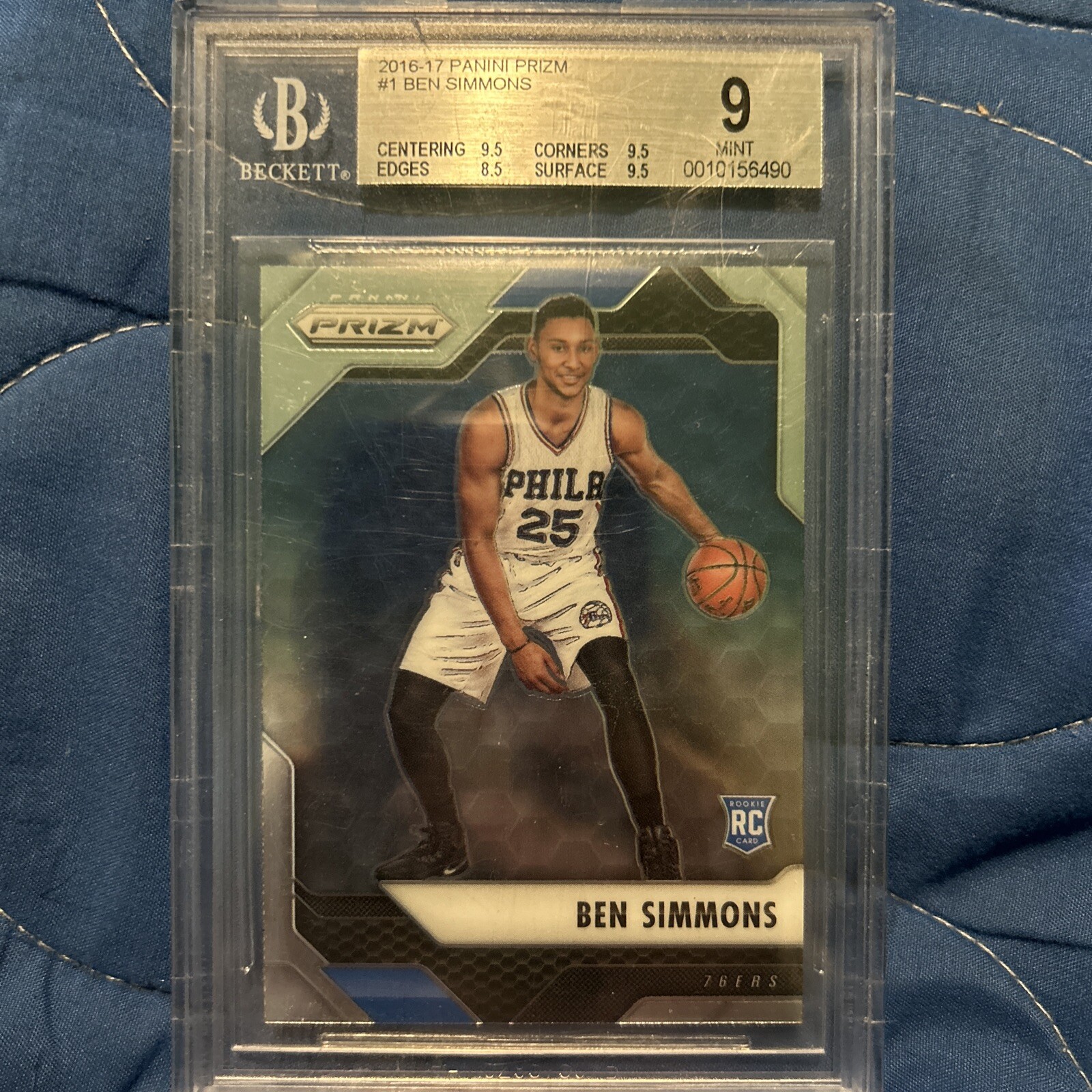 2016-17 Panini Prizm Basketball - BGS 9 BEN SIMMONS, Mint ROOKIE Card #1, 76ers!