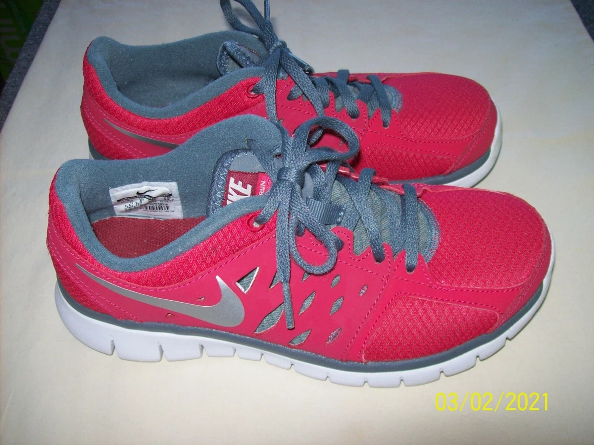 Nike Flex 2013 Run Kids Red Gray Running Shoes 5.5 Y