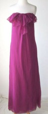 VALENTINO Vintage Wine Silk Ruffle Strapless Bustier Dress Gown 4 or 6