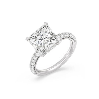 IGI Lab Created 3,75 kt Princess Cut E F VS Diamant Ehering 18 kt Weißgold