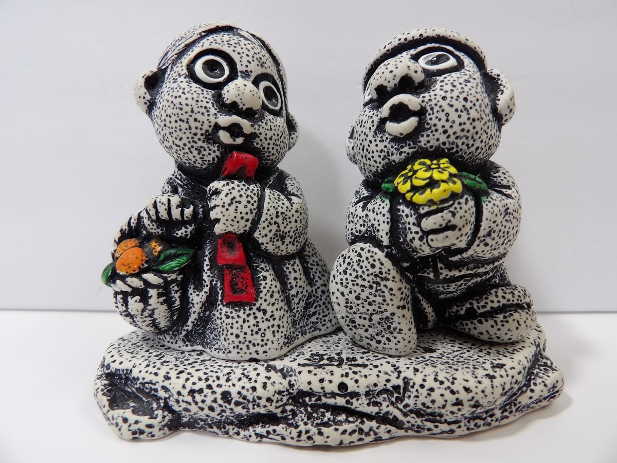 Jeju Island Figurine Statue Dol Hareubang Stone Basalt ~ Boy And