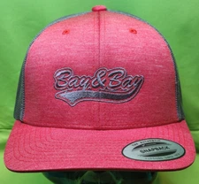 BRAND NEW "BAY & BAY TRANSPORTATION" MENS SNAPBACK TRUCKER MESH HAT/CAP RED/GREY