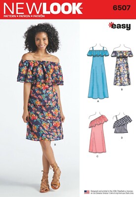 NEW LOOK 6507 MISSES' KLEIDER & TOP EASY Schnittmuster 4 Styles Gr. XS - X