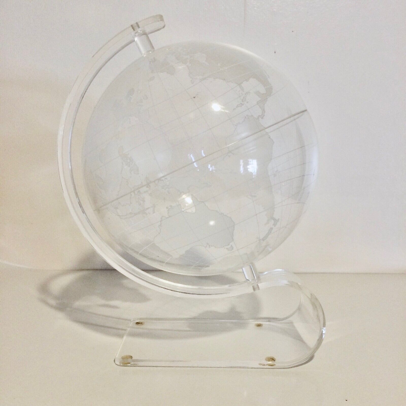 Spherical Concepts 1991 Vintage Clear Acrylic Lucite Globe with Stand