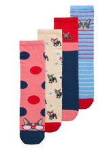 Tu Lady's Navy French Bulldog Socks 4 Pack 4-8