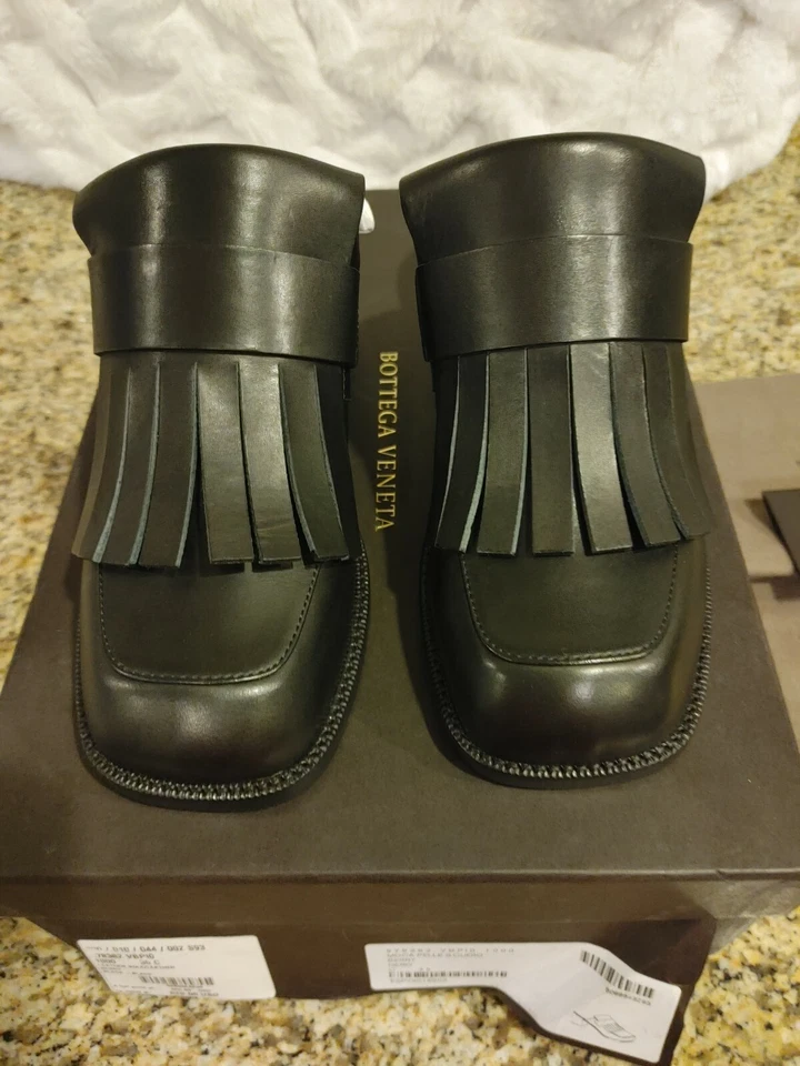 MOCASINES BOTTEGA VENETA EN BERRY BECERRO Cuero Negro MUJER 36 C 5 Ancho Nuevos