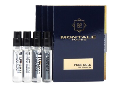 MONTALE PARIS PURE GOLD EDP 2.0ml .06fl oz x 4 COLOGNE PERFUME SPRAY SAMPLES