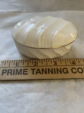 Vintage Genuine Bone China Trinket Dish w Lid White Gold Taiwan