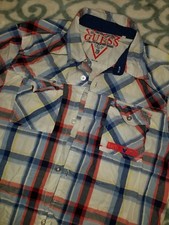 EUC Boys Guess Button Up LS Shirt Plaid size 20