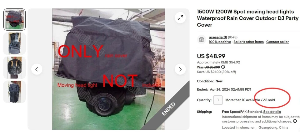 1500W 1200W Spot moving head lights Waterproof Rain Cover Outdoor DJ Party Cover - Image 2 of 4