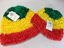 Lot Of 2 NWT Kolob Chenille Hat One Size Mother Daughter Adult Child Tri Color