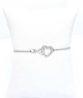 100% Auth SWAROVSKI Rhodium Sparkle Crystals Infinity Heart