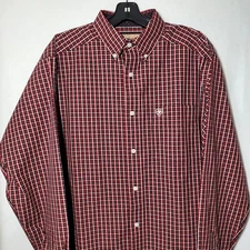 Ariat Shirt Mens Medium Button Up Shirt Long Sleeve Western Style Red Checkered