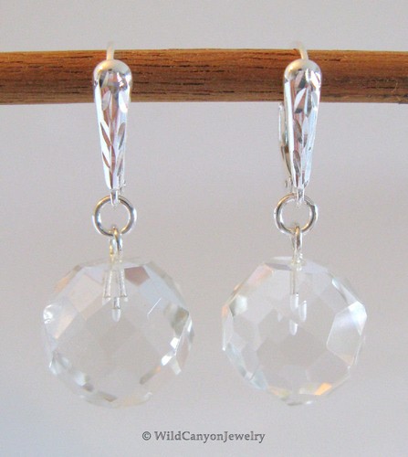Quartz Crystal Ball Earrings - Sterling Silver Lever-Backs