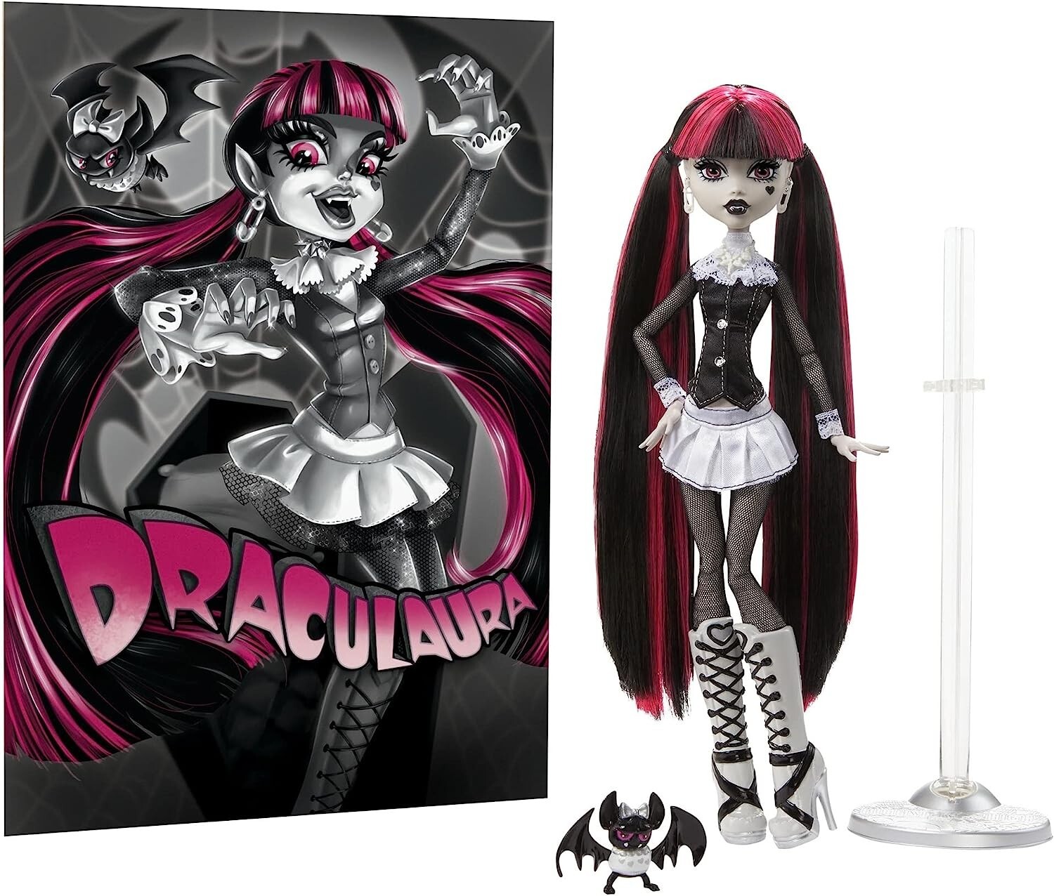 Draculaura, Monster High Doll Collector Doll in Black and White, Reel