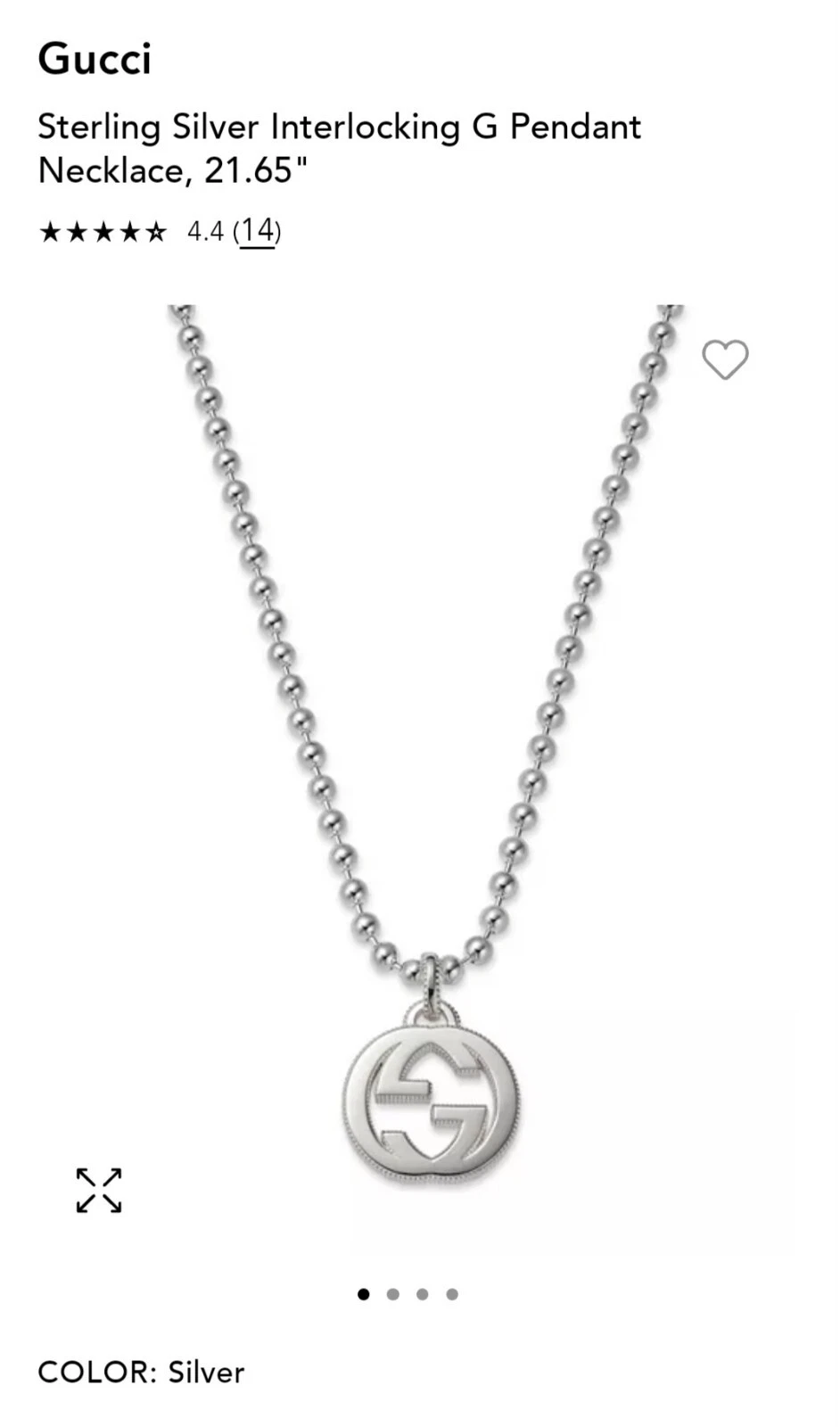 Collier Gucci imbriqué G en argent