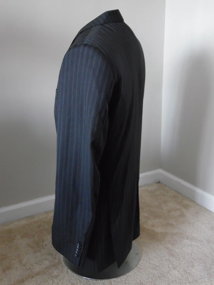 Traje Ben Sherman Para Hombres 2 Botones Talla 40 L Negro 33x31 Rayas Doble Ventilación Frente Plano Foto 3 de 4