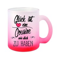 "Glas-Tasse Weiß/Rot \"GlüCk Ist Eine Cousine Wie Dich Zu Haben \" Kaffeetasse -"