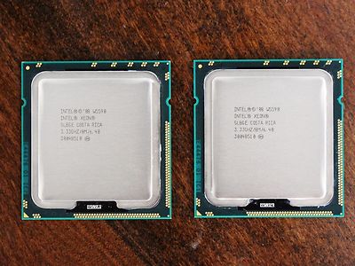 Matched Pair (2x) Intel Xeon W5590 3.33GHz QC CPU SLBGE 8M Cache 6.40GTs LGA1366