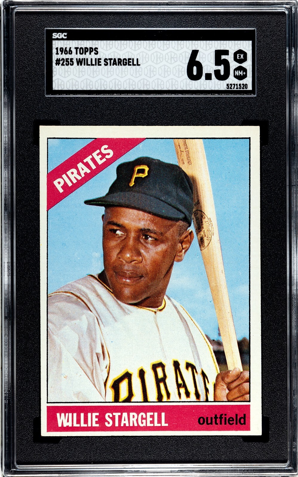 Willie Stargell 1966 Topps Baseball Card #255 Pirates- SGC Graded 6.5 EX-NM+