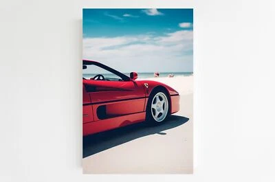 Wanddeko La Dolce Vita - Roter Ferrari am Strand V1 - Poster - Bild 1 von 3