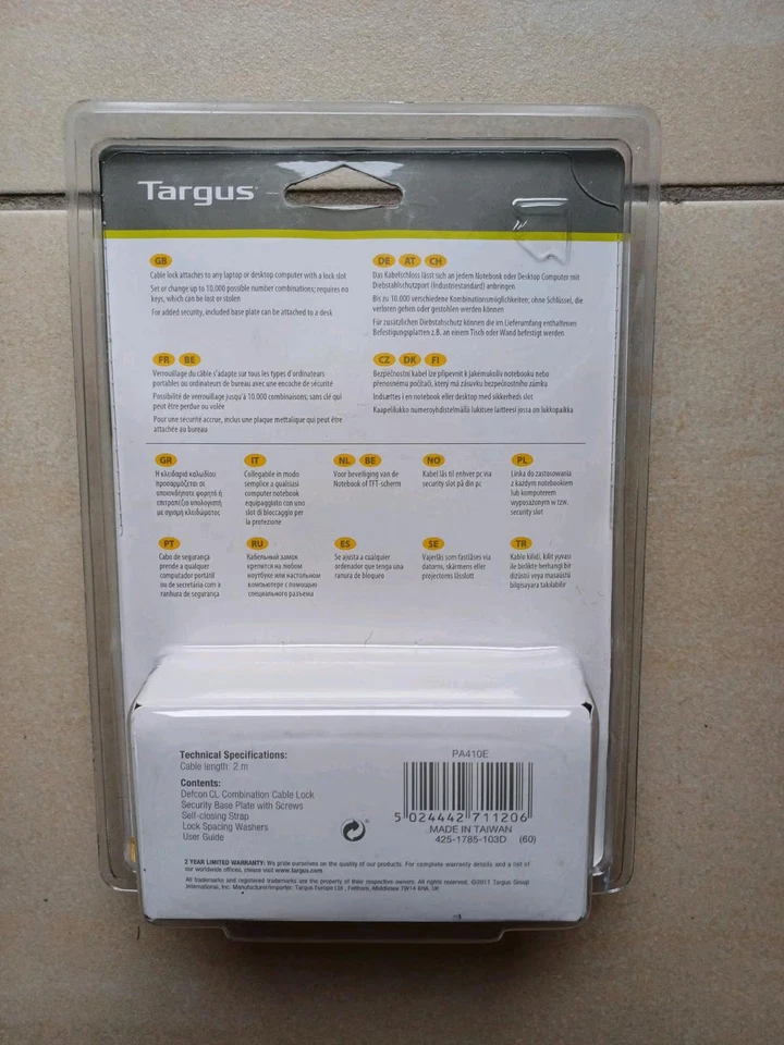 Targus DEFCON CL Notebookschloss 2,0 m Original verpackt , NEU, ca. 2J alt - Bild 2 von 2