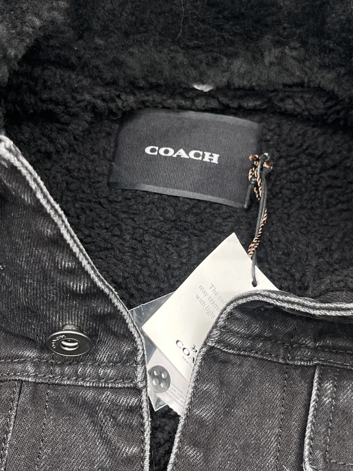 Size XS Men's Coach Denim Jacket With Sherpa - Unisex $700 MSRP - NEW Oversized - Image 2 of 4