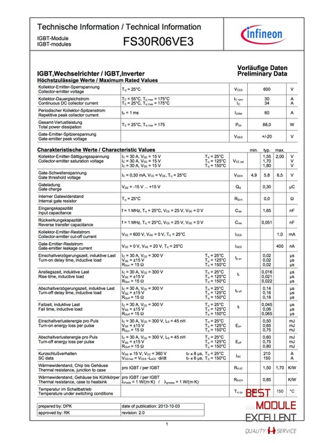 Module D'alimentation Infineon FS30R06VE3 – Neuf – Qualité Assurée – Pour Applications électroniques De Puissance