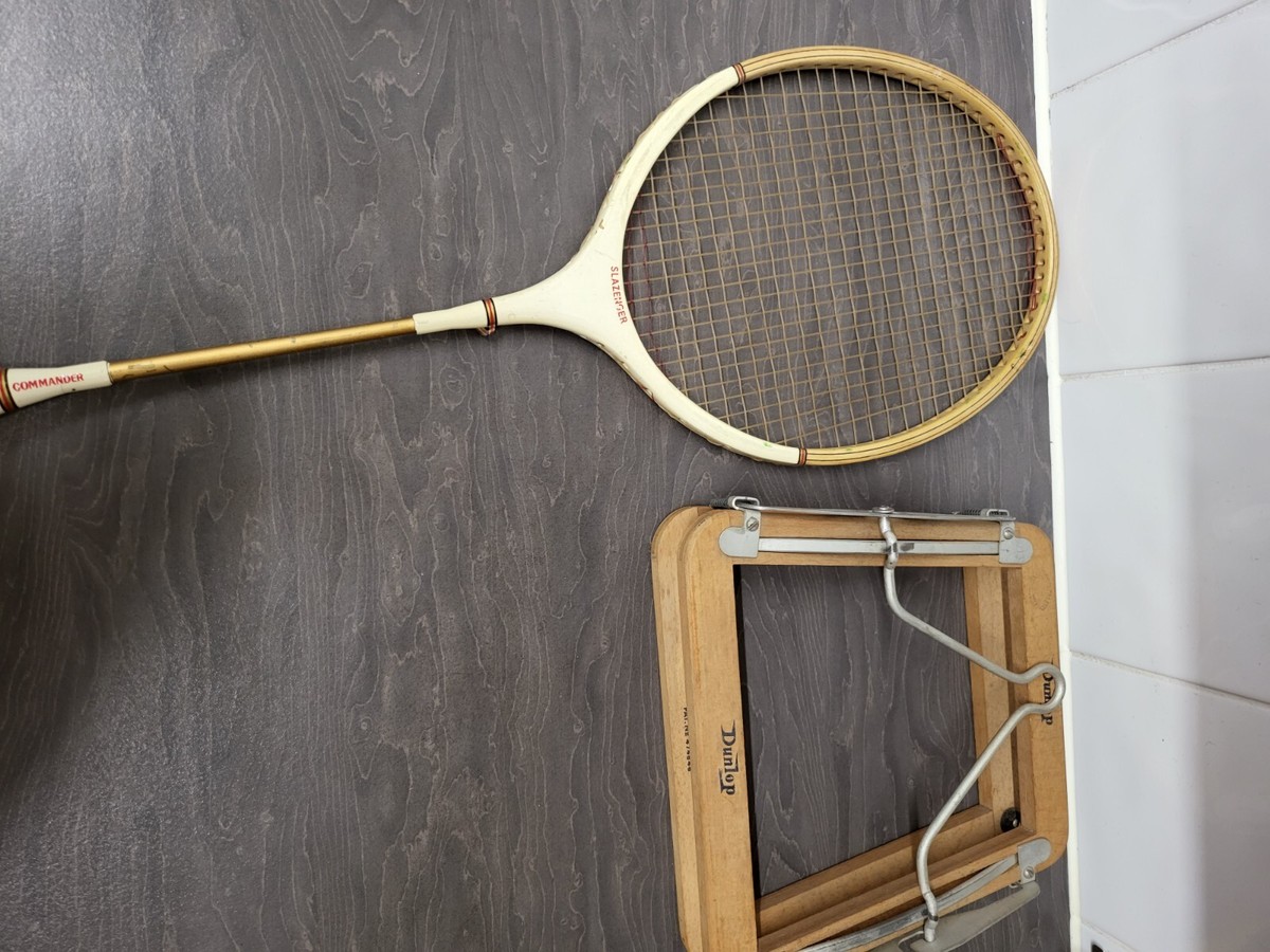 Presse-tête Raquette De Badminton Vintage – Slazenger Flight Commander + Dunlop