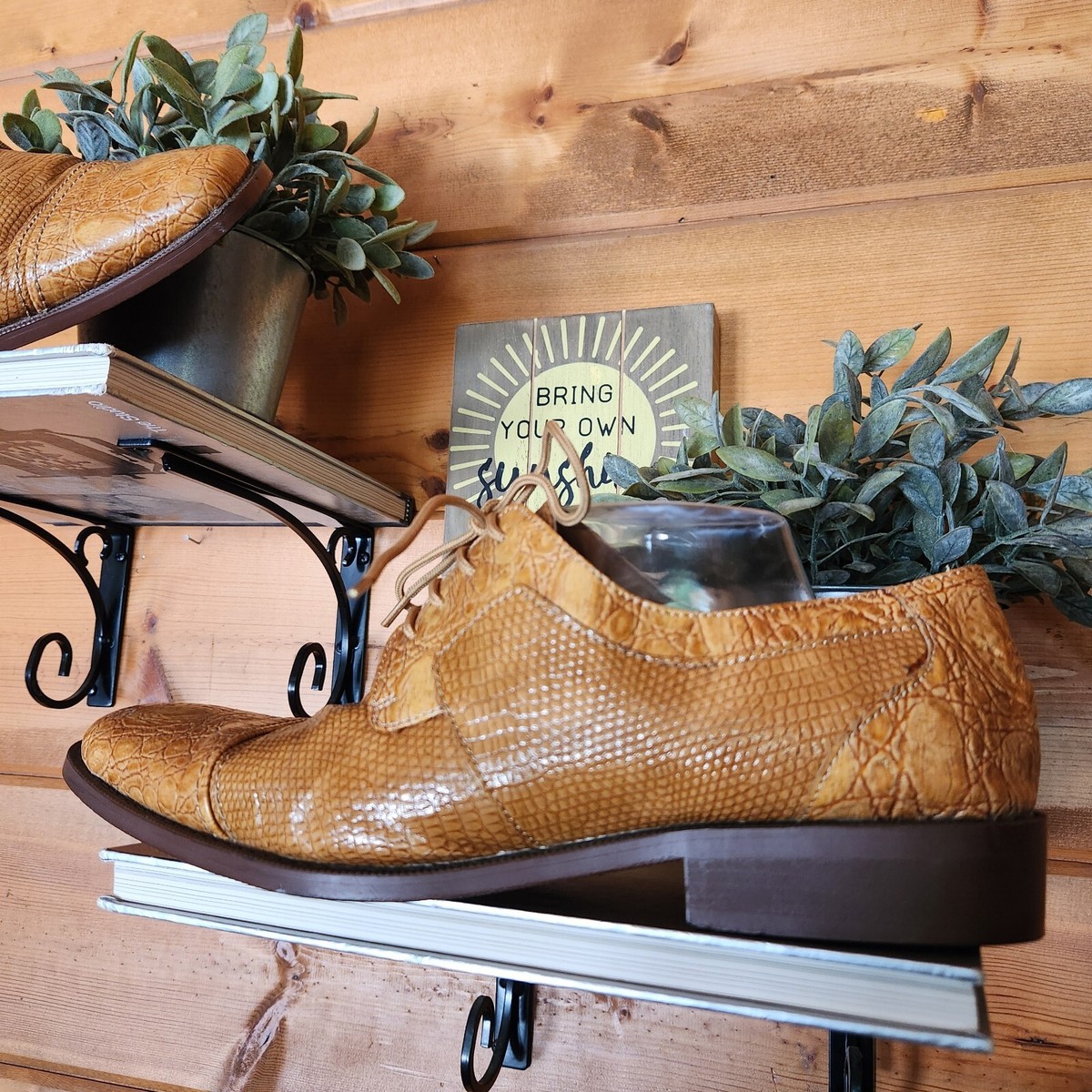 Roberto Chillini Dress Shoes Faux Leather Gator Repile Croc Snake Oxfords  Sz 11