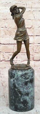 Echte Weibliche Golferin Golf Sport Bronze Statue Skulptur Figur Geschenk