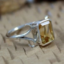 Citrine Gemstone 925 Sterling Silver Ring Handmade Christmas Jewelry B-468