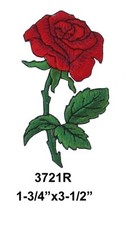  3721 Red Rose Flower Embroidery Iron On Applique Patch