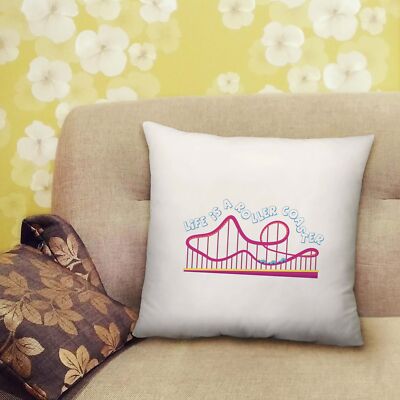 Life is a Roller Coaster Kissen Zug Schienen Adrenalin Schlafzimmer Lounge -40x40cm