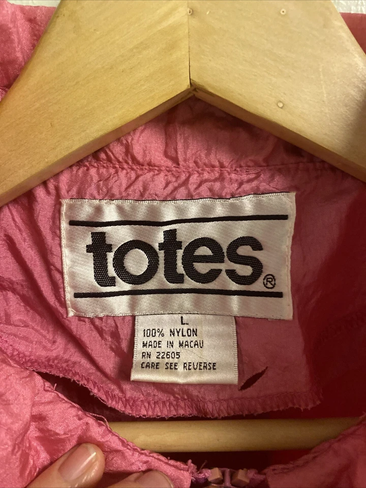 Chaqueta cortavientos Totes vintage años 80 90 para mujer grande nailon rosa exterior Foto 3 de 4