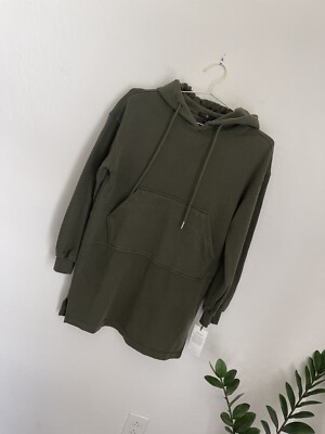 strapless open back dress Olive Green Warm Cotton Waffle Knee Length Hoodie Dress 38