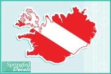 ICELAND Shaped DIVE Flag Vinyl Decal Car Truck Sticker SCUBA Diving Decal