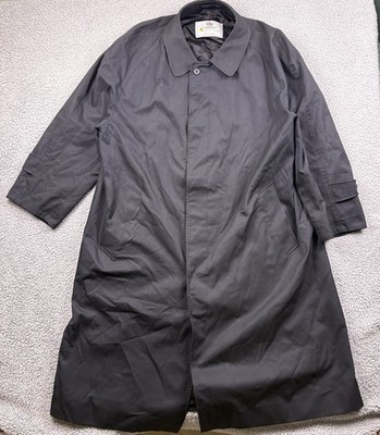 VTG Aquascutum Coat Womens XL Black Lined Cotton Trench Jacket Aqua 5