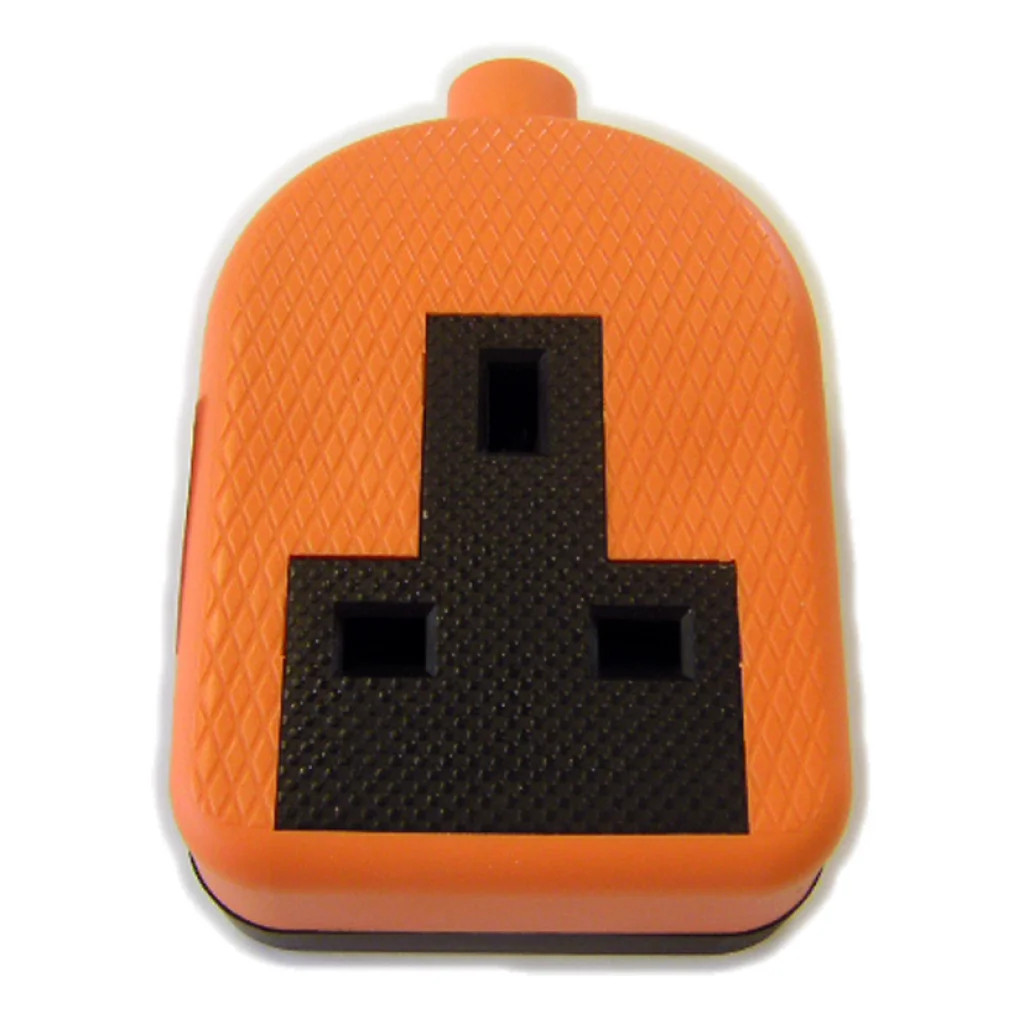 Mains Plugs Trailing Sockets & Connector Orange 1 Gang 13A Socket Rubber Lyvia