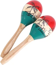 2 Pcs 9.6-in Maracas for Adults, Colorful Wooden Maracas, Hand Musical Instru...