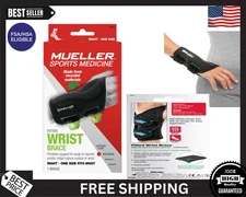 Mueller Green Fitted Wrist Brace, Right Hand, Unisex, One Size Fits Most, Black