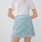 ZARA WOMENS BLUE FEATHER EFFECT FUZZY MINI SHORT SKIRT HIGH WAIST SMALL 🌸 — photo 2
