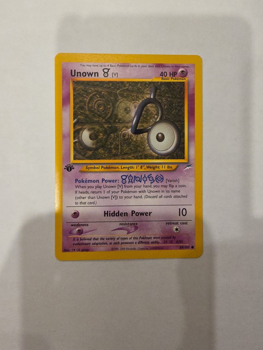 Unown V 89/105 Pokémon TCG Neo Destiny 1st Edition Vintage LP