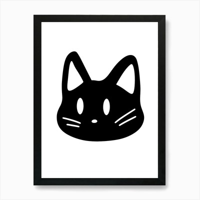 Katzengesicht Kawaii niedliche Zeichnung Illust gerahmtes Wandbild Poster Leinwanddruck Bild